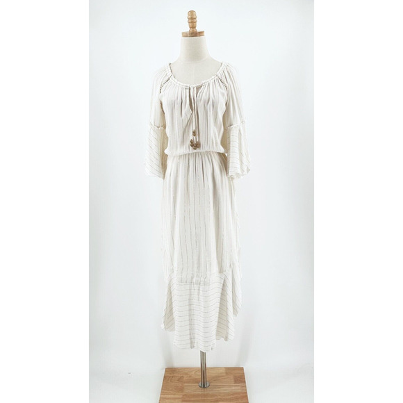 Saylor Womens Midi Peasant Dress Small Cottage Boho Hippie Gauzy Festival - Picture 1 of 11